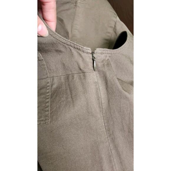 Theory Sz 0 Utilitarian Chino Shift Shirt Dress‎ Pockets Green Brown Sleeveless - Picture 7 of 7
